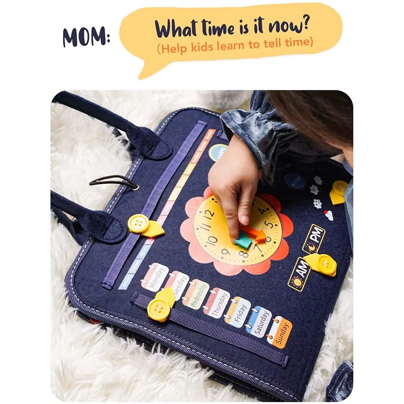 Hot Sell Felt Toddler Busy Board Educational Learning Baby Toddlers Busy Book For Basic Skill