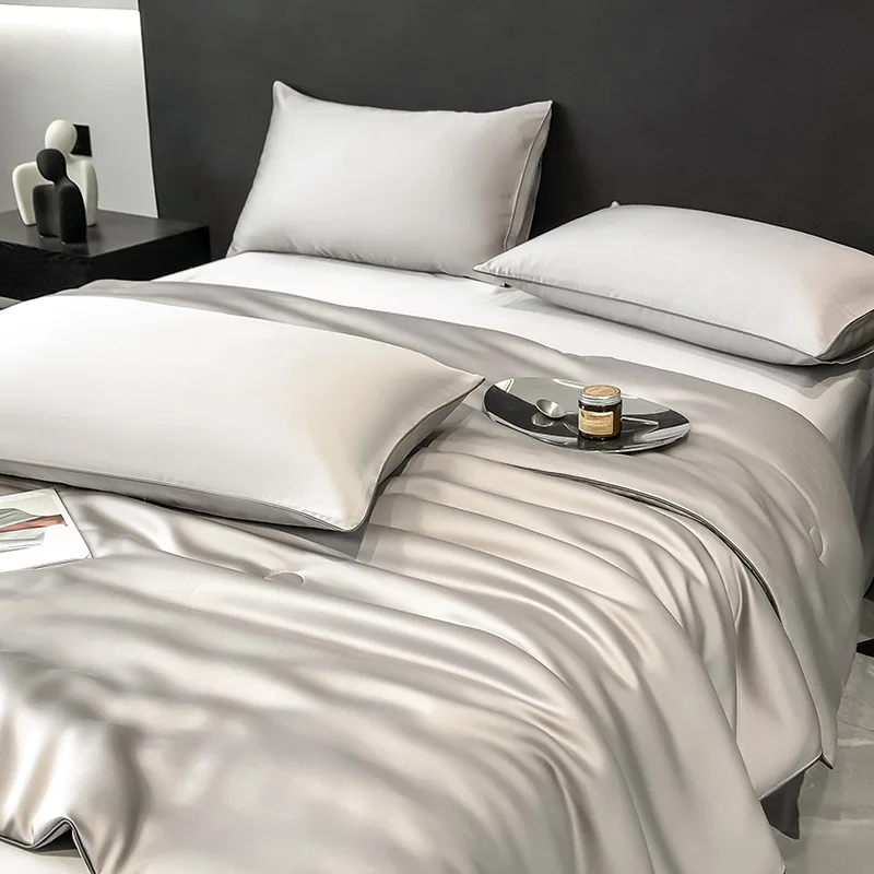 Soft Cooling Duvet Cover King Size-100% Tencel Lyocell Duvet Cover Set(4 Pieces)