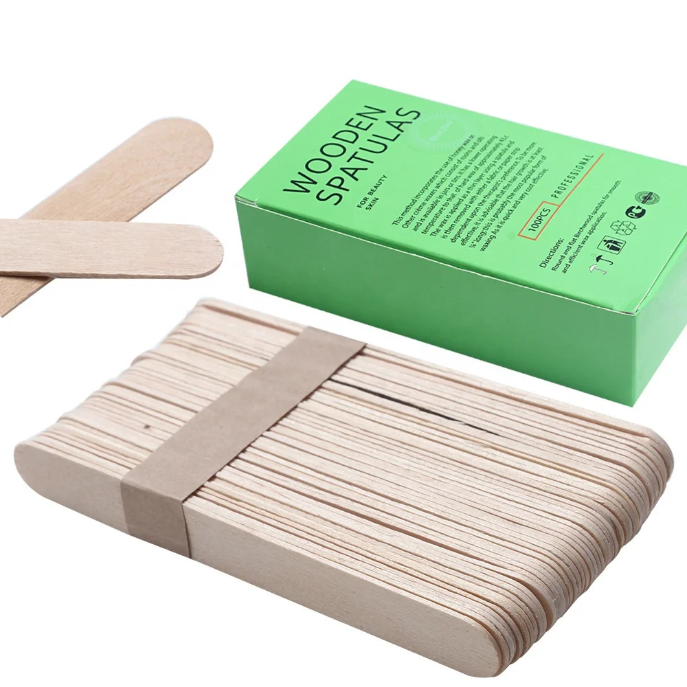 
Hair removal wax stick private label bamboo applicator 100pcs large body waxing coating stick Wooden spatulas for beauty skin 