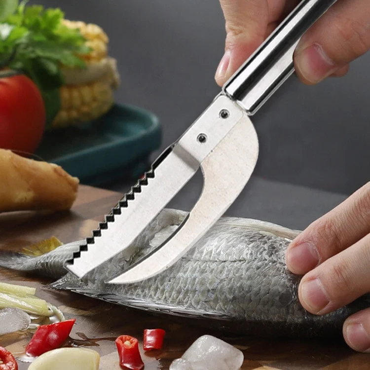 Gloway 3-In-1 Stainless Steel Manual Fish Peeler Scalp Scraper Multifunction Fish Scale Knife For Cut Scrape And Dig