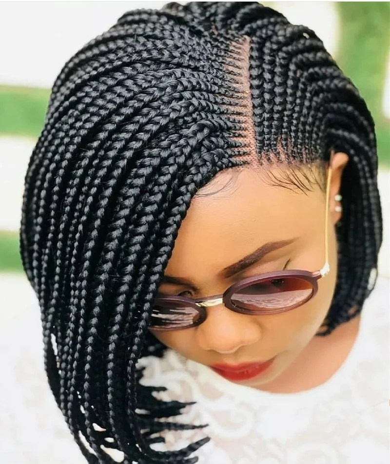 wholesale short bob twist braid afro braiding wig cornrow human hair wig braided short lace wig for black women