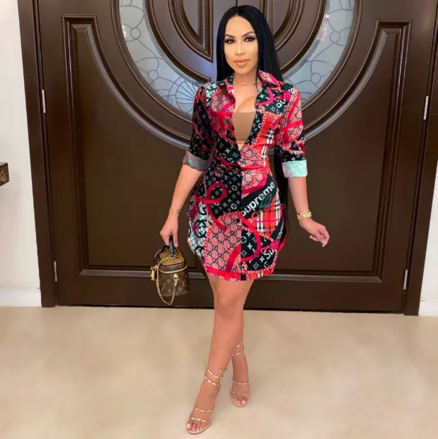 
Wholesale spring summer Fashionable casual print blouse for ladies fashion print women shirts 
