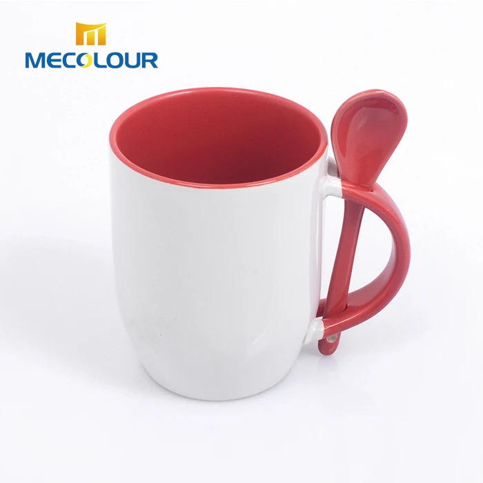Wholesale 12oz sublimation color mug with cookie holder and spoon