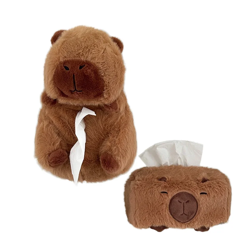New Arrival Soft Cute Baby Capybara Plush Toys Car Home Use Cute Plush Capybara Paper Tissue Box Holder