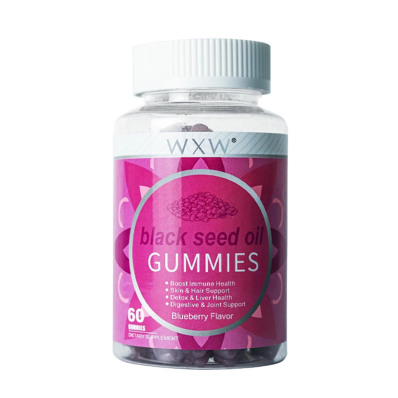 WXW High Quality Dietary Fiber Supplements Black Seed Oil Gummies Support Hair And Nail Care In Stock