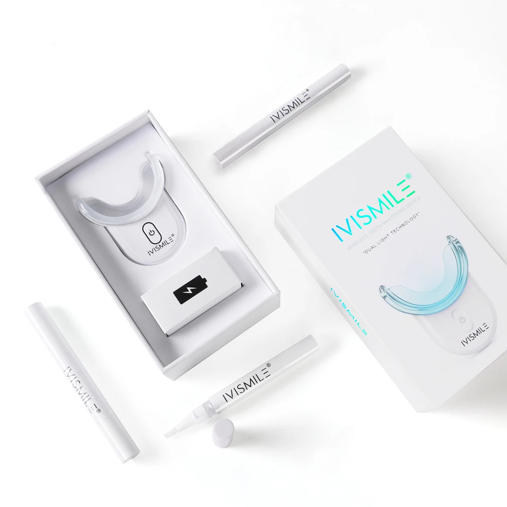 2024 IVISMILE Oral Fresh Mint Sensitivity Free Teeth Whitening Kit With 32 LED Whitening Blue Light OEM ODM