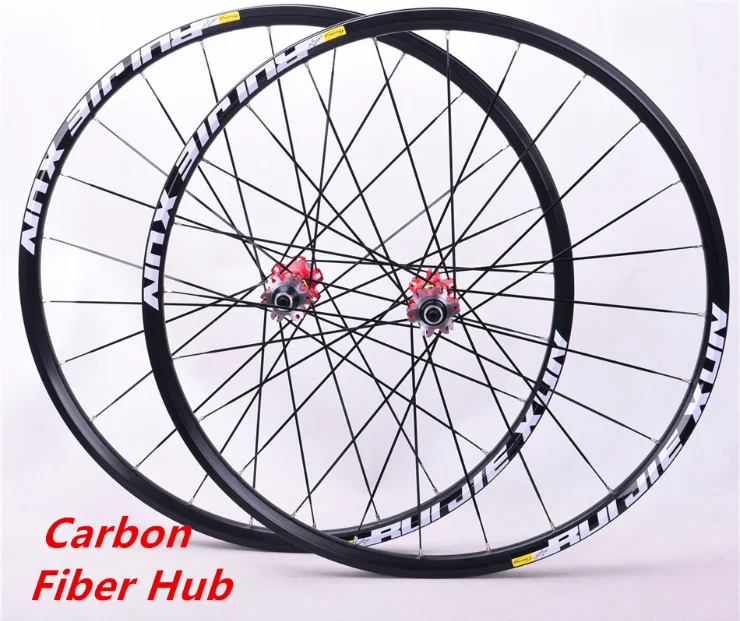 Straight pull bicycle wheel set carbon fiber tube hub mountain wheel 26 inch 27.5 inch 29 inch aluminum alloy mountain wheel set