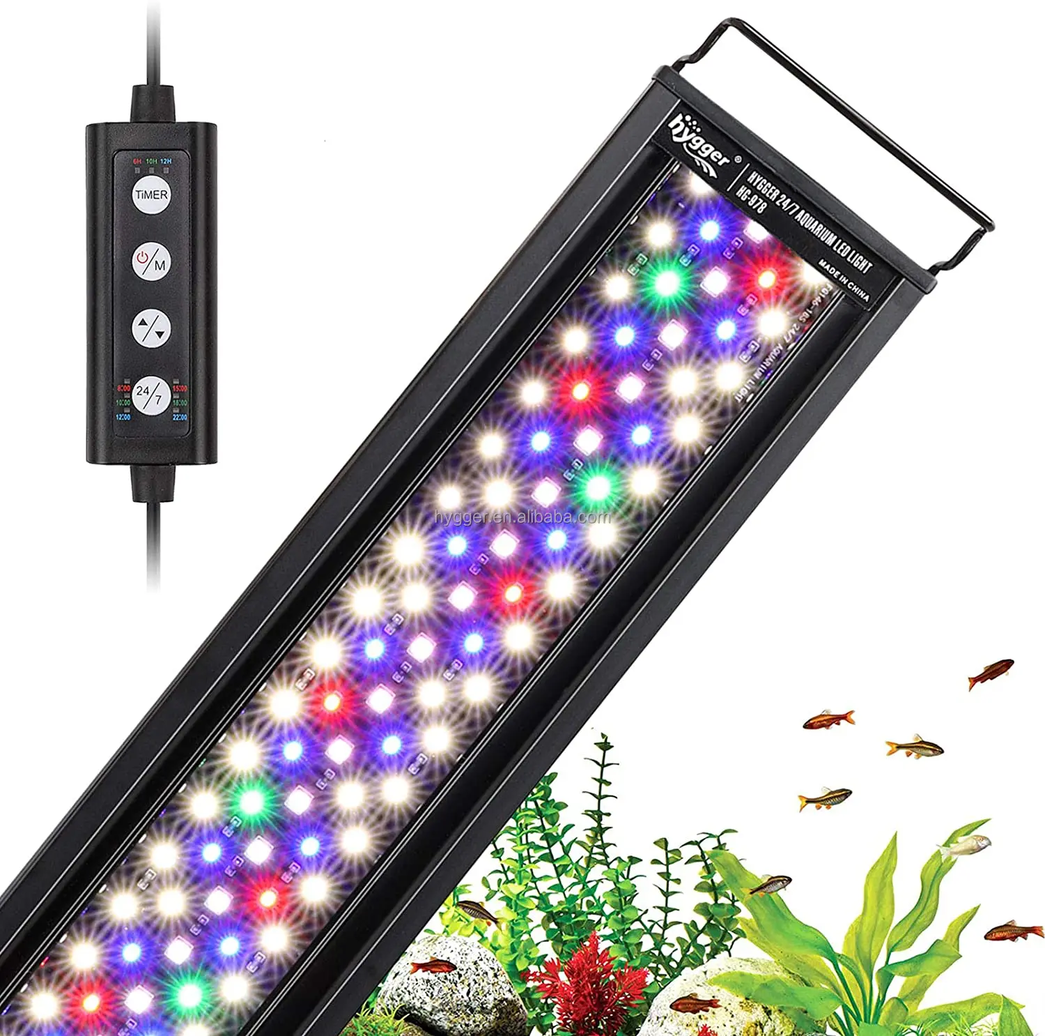 hygger 18W 24/7 Lighting Aquarium LED Light Sunrise-Daylight-Moonlight Mode and DIY Mode, Adjustable Timer Adjustable Brightness