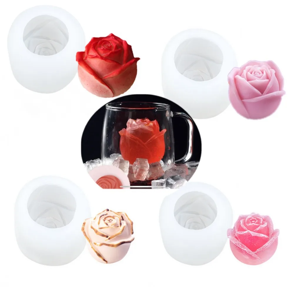 wholesale 3d rose flower silicone candle fondant craft resin molds for soap candle making