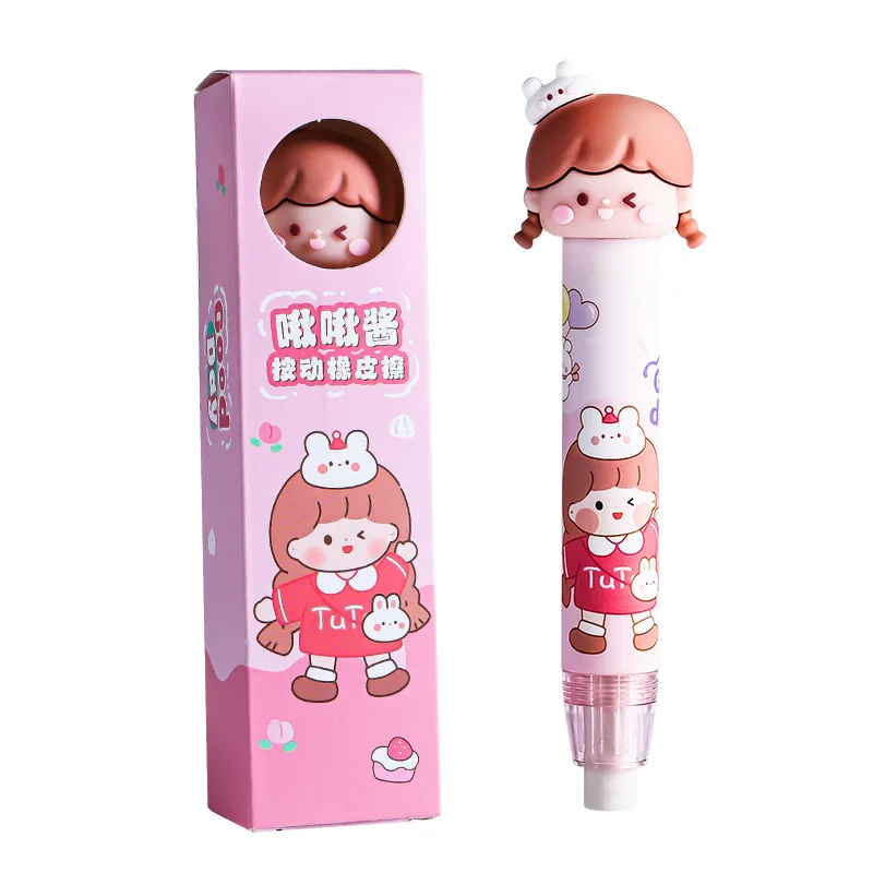 Cartoon Pen-Shape Eraser Soft and Easy-to-Use Pencil Design Promotional Cute TPR and Rubber Eraser