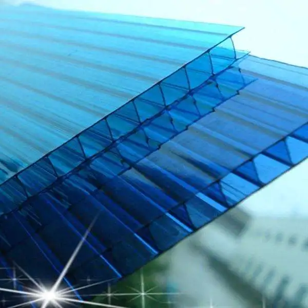 6mm PC hollow sheet sun polycarbonate sheet with heat insulation film produced by HUASHUAITE