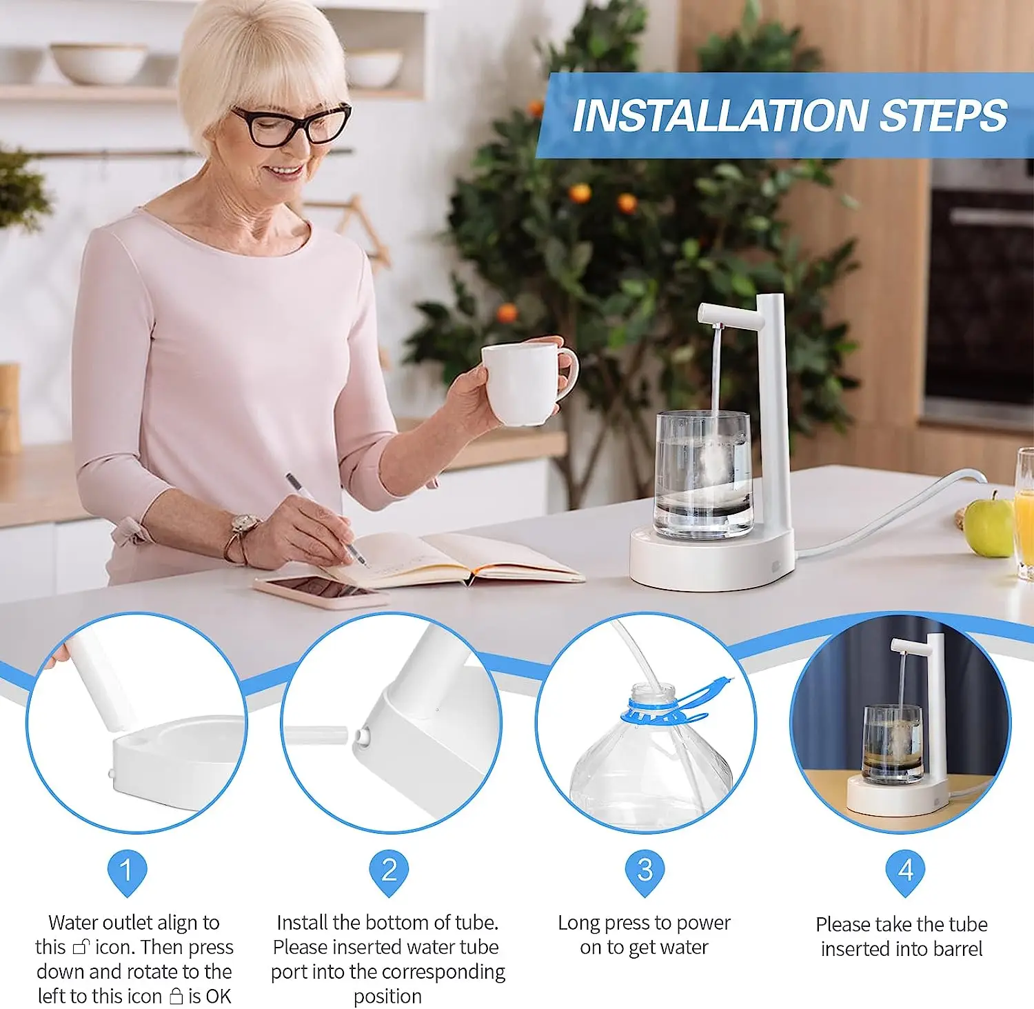 Customized Design Portable Smart Table Electric Usb Charging Water Bottle Pump Dispenser