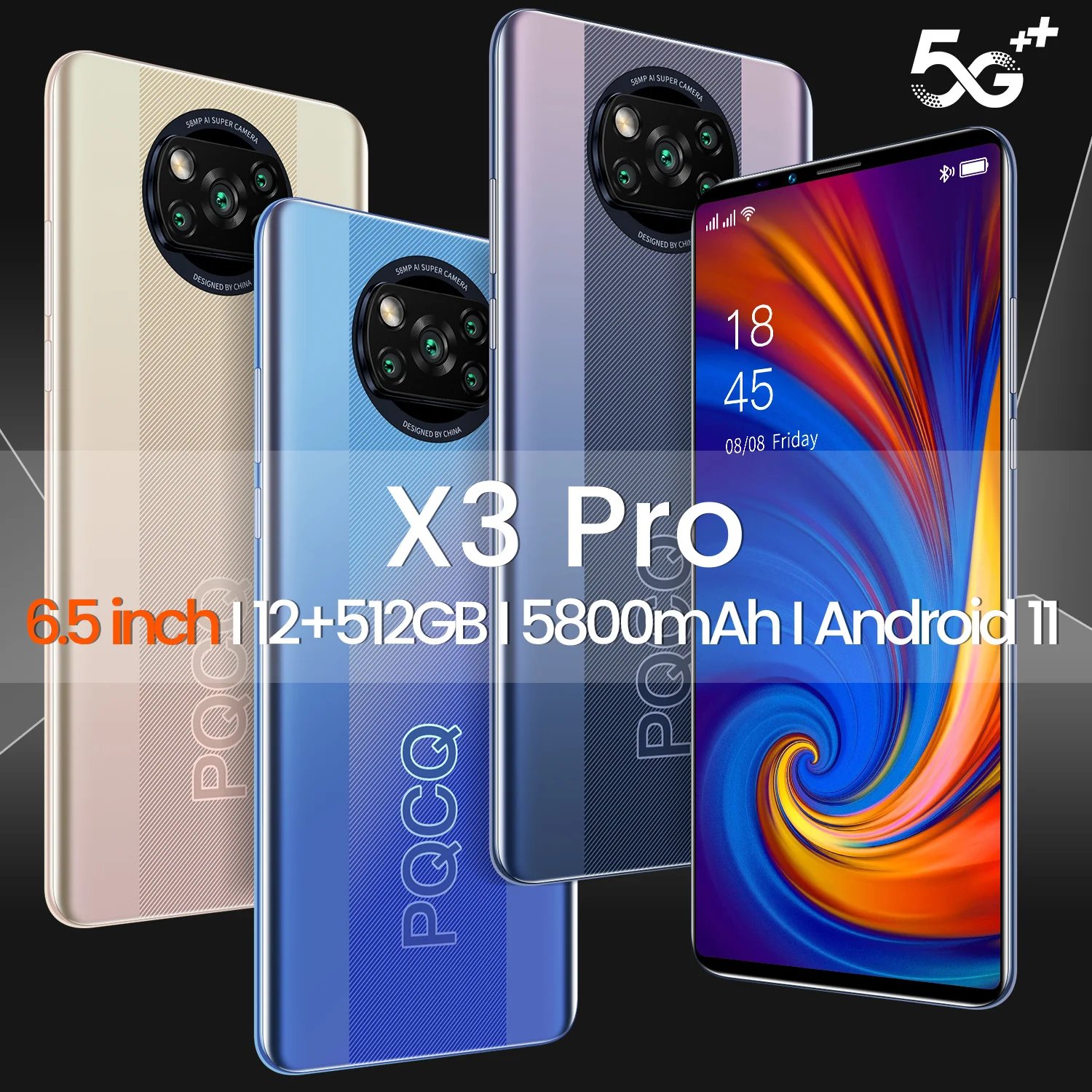 Мобильный телефон X3 PRO глобальная версия 4G 5G 12 Гб + 512 ГБ красивая камера 24 Мп 58