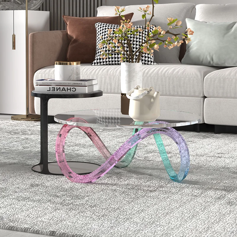 Light luxury designer art furniture apartment villa living room special-shaped coffee table transparent resin table