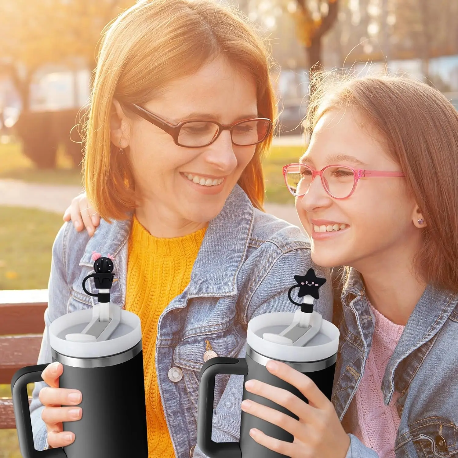 Black Straw Covers Cap,10mm Straw Toppers for 30&40 Oz Tumbler, Reusable Straw Tips Protectors for 0.4 Inch/10 mm