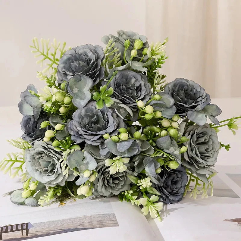 Vintage Artificial Silk Flowers High Quality Autumn Peony Cuckoo Christmas Peony Bouquet Artificial Flower Wedding Decoration