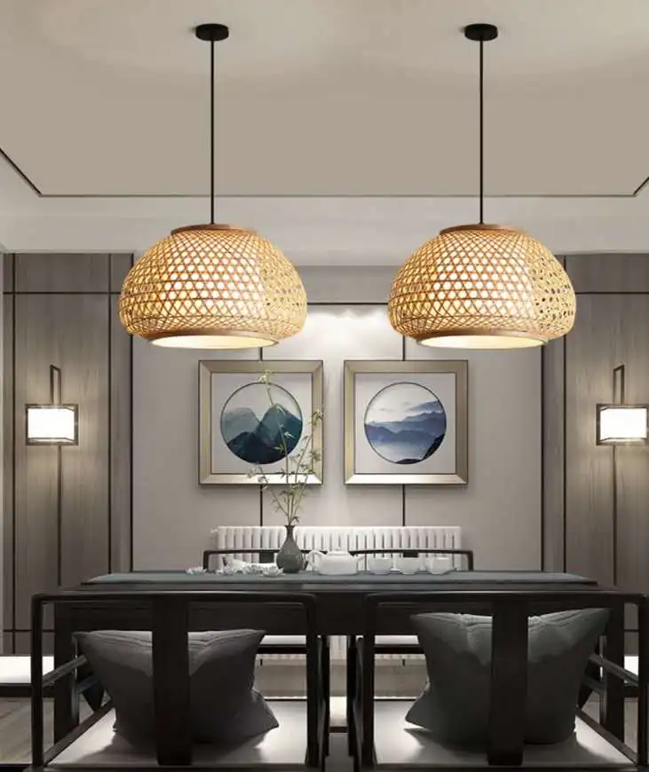 Japanese Handmade natural bamboo pendant light