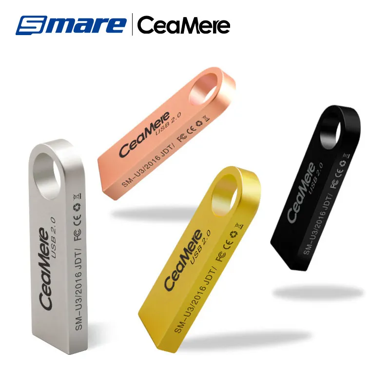 Ceamere Wholesale Original USB2.0 High Speed Metal USB Flash Drives 16GB 8GB 4GB 32GB 64GB 128GB Pendrive Metal USB Flash Drives