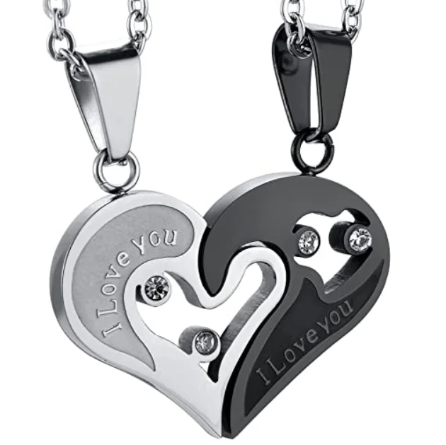 Hot Sale Heart Puzzle Matching Pendant Necklace Fashion Mens Womens Couple Necklace