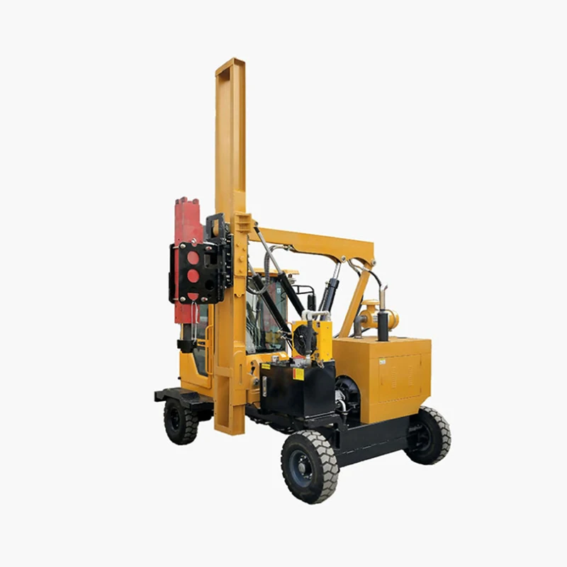 Guardrail Pile Driver Wheeled Highway Guardrail Drilling Machine vibro machine piling machine price