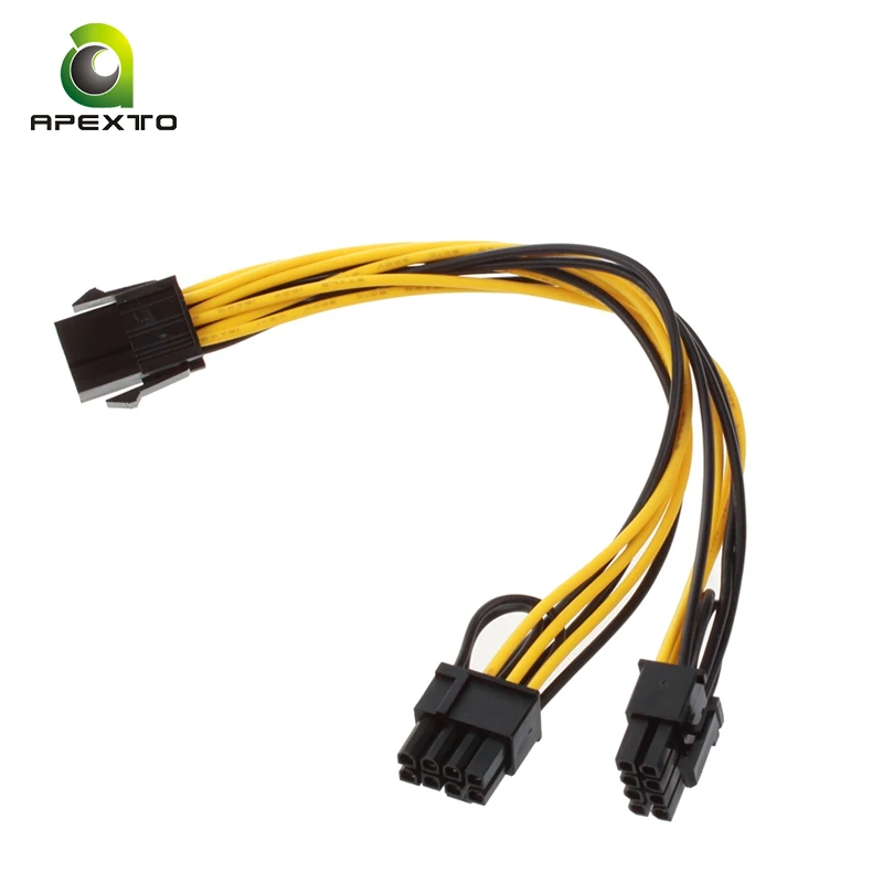 RGeek EPS CPU 12V 8 Pin Female to Dual 8 Pin 6+2 pin Male PCIE Adapter Power Supply Cable 18 AWG 20cm