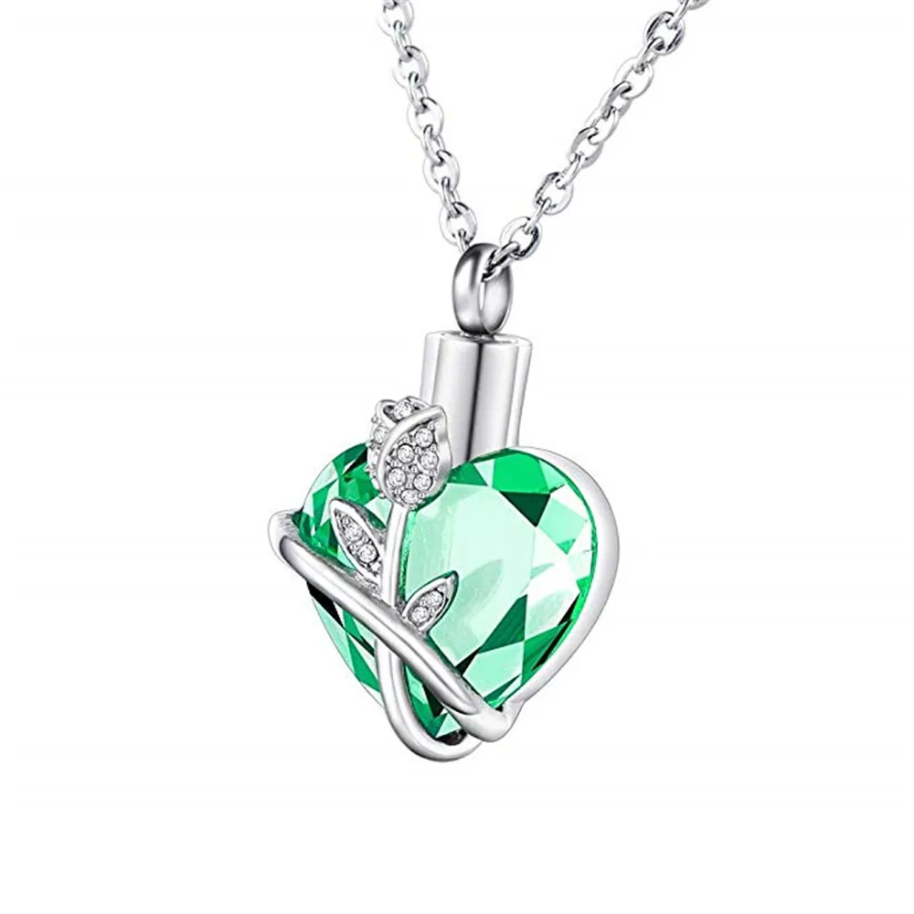 Urn Necklaces for Ashes Always in My Heart Heart Cremation Jewelry Memorial Pendant Birthstone Necklace