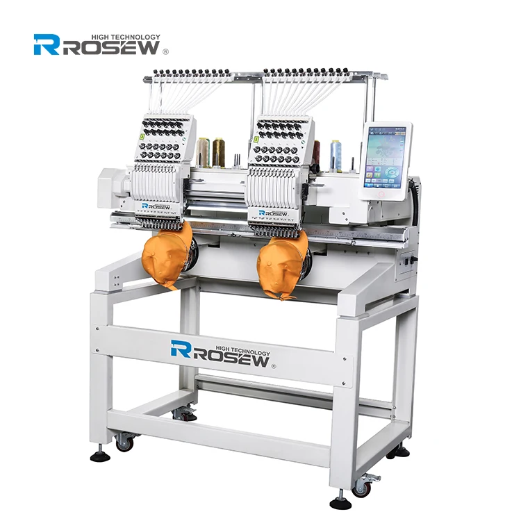 GC1202E 2 Heads 9/12/15Needles Computerized Embroidery machine for Flat Cap Garments embroidery