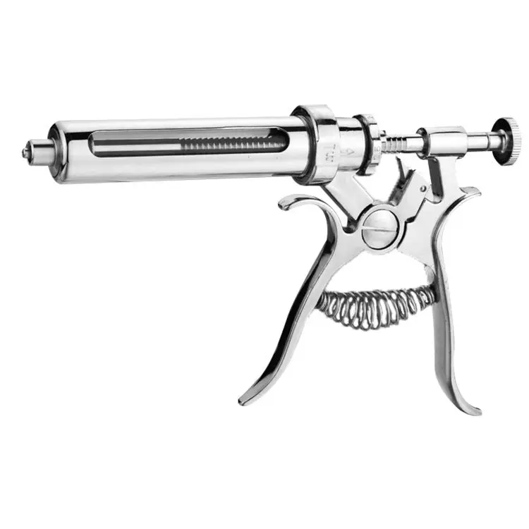 Veterinary Semi-Automatic Metal Syringe Various Capacity Animal Vaccine Injector