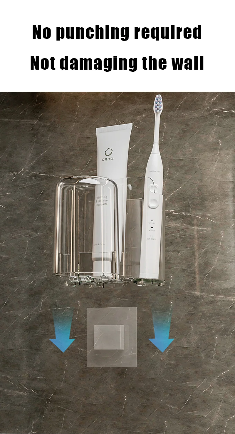 Choice Fun Toothbrush holder bathroom mouthwash toothbrush cup bathroom wall mounted non perforated cup holder