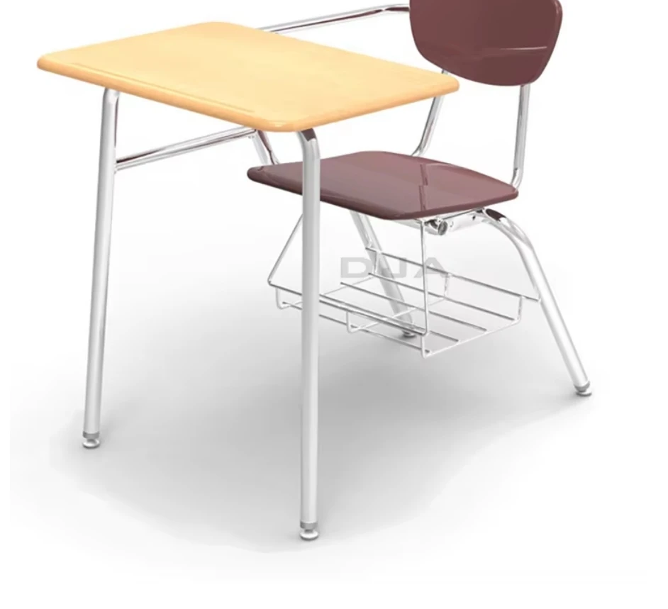 Chrome Finish Wooden Desk Top college school office Classroom Furniture Mobile Classroom training combination table and chair