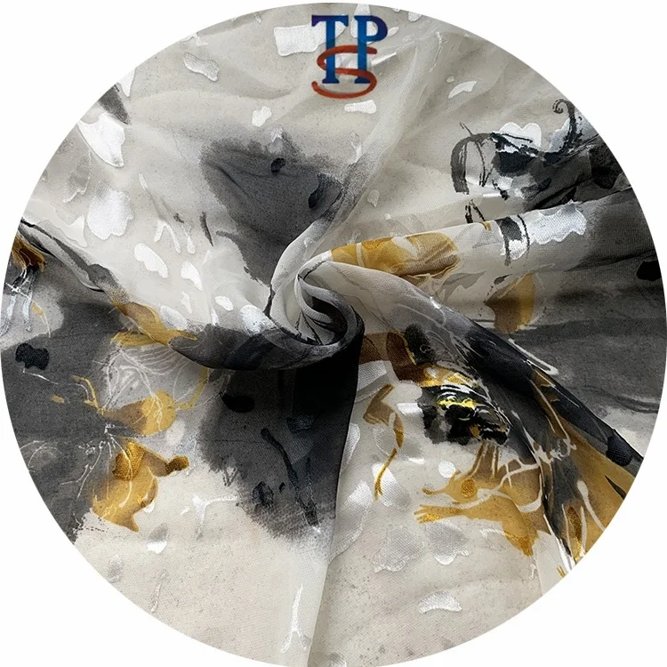 
Exquisite jacquard wholesale lurex silk sheared chiffon with custom design 