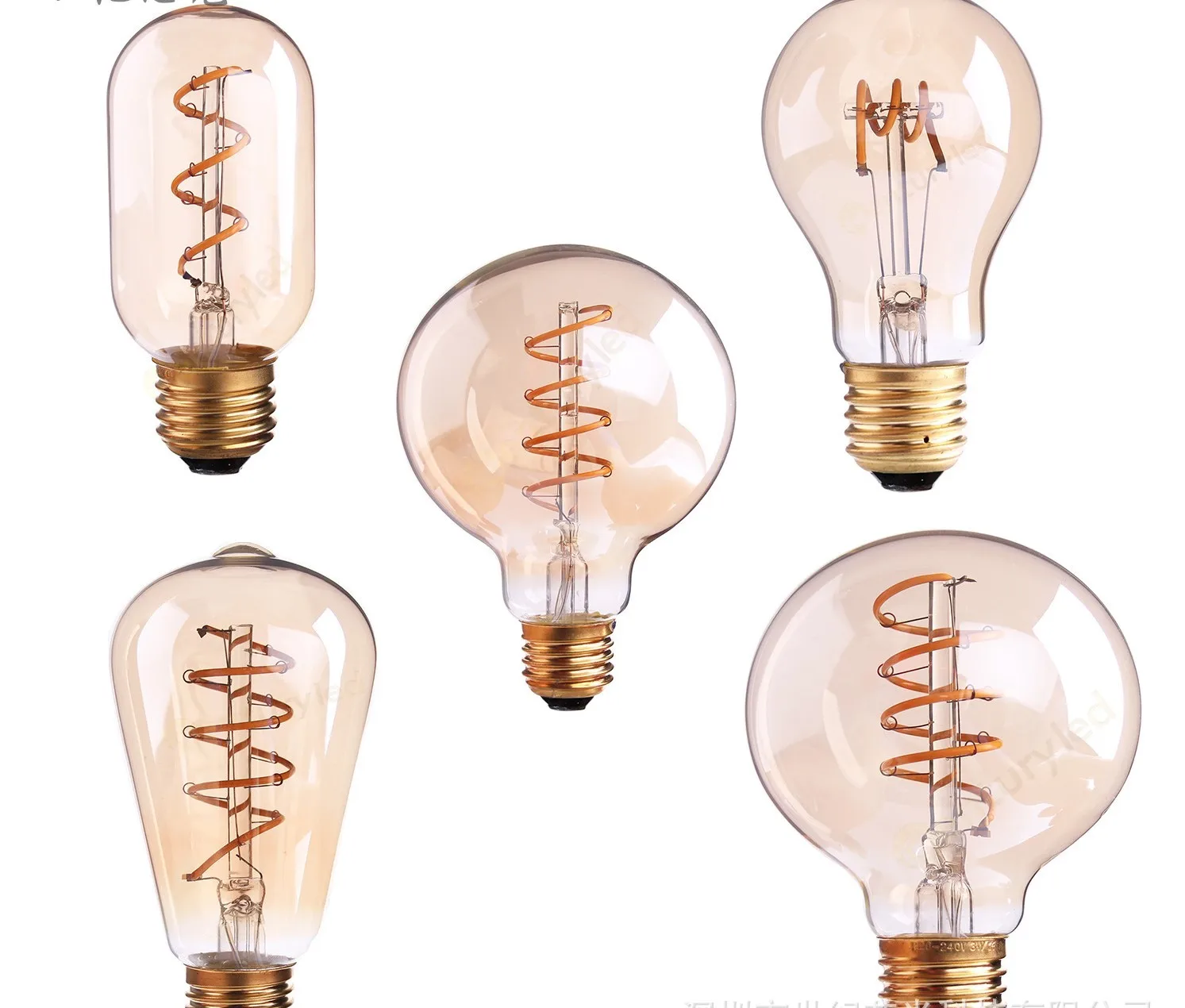 Decorative Retro Chandelier Lamp Glass 4W LED Filament Bulb T45 Edison Light With C35 A19 T30 ST58 ST64 G80 G95 G125