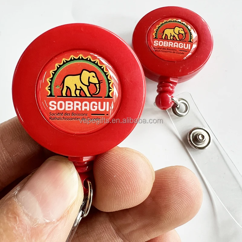 Wholesale round Plastic Yoyo Key Holder Sublimation Retractable Badge Reel with Metal Alligator Clip