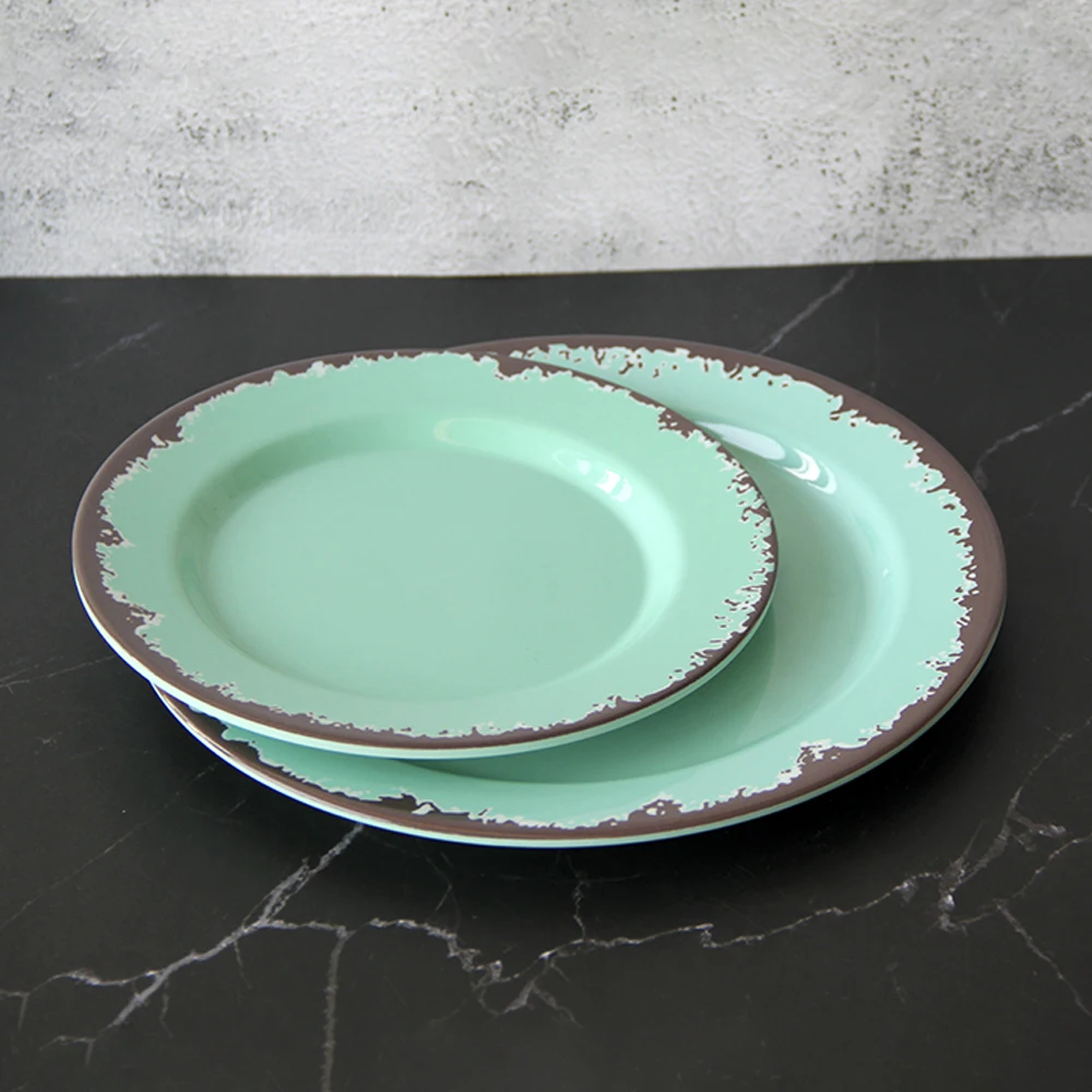 High Quality Different Color Support Custom Melamine Dinnerware Sets Melamine Dinner Set teal Melamine Tableware