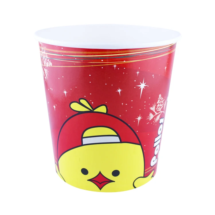 High Quality 130oz Custom Printed Disposable Paper Popcorn Fried Chicken Bucket For Food