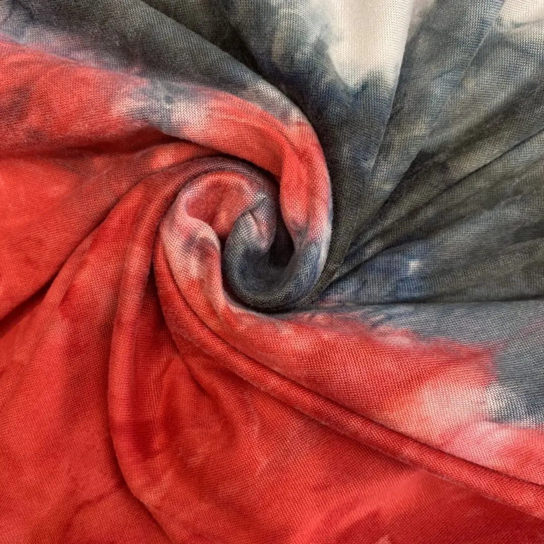 Custom design tie dyed stretch water print DTY brushed jersey tie-dye fabric polyester