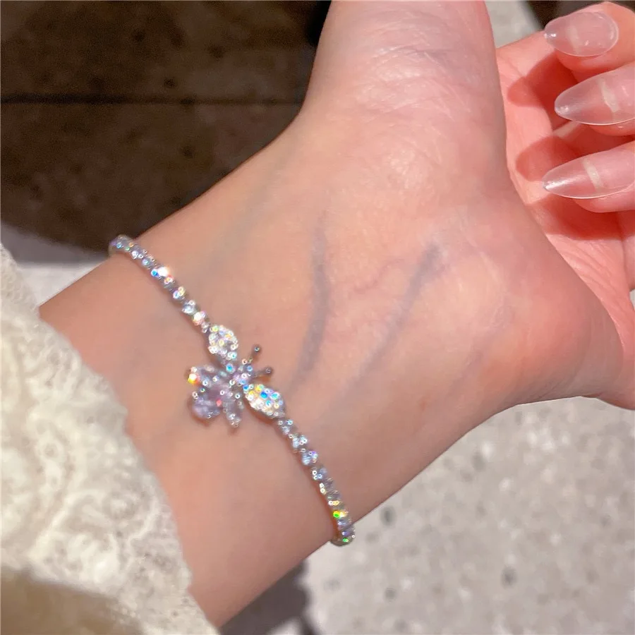 QIAOXIYA  J1225     Elegant Little Bee Silver Bracelet Versatile Advanced Edition Micro Set Style Handmade Ornament