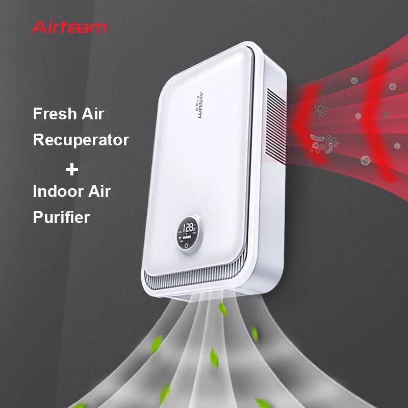 Airflow 110m3/h bid-direction flow power saving at minimum 4w wall-mounted type ERV