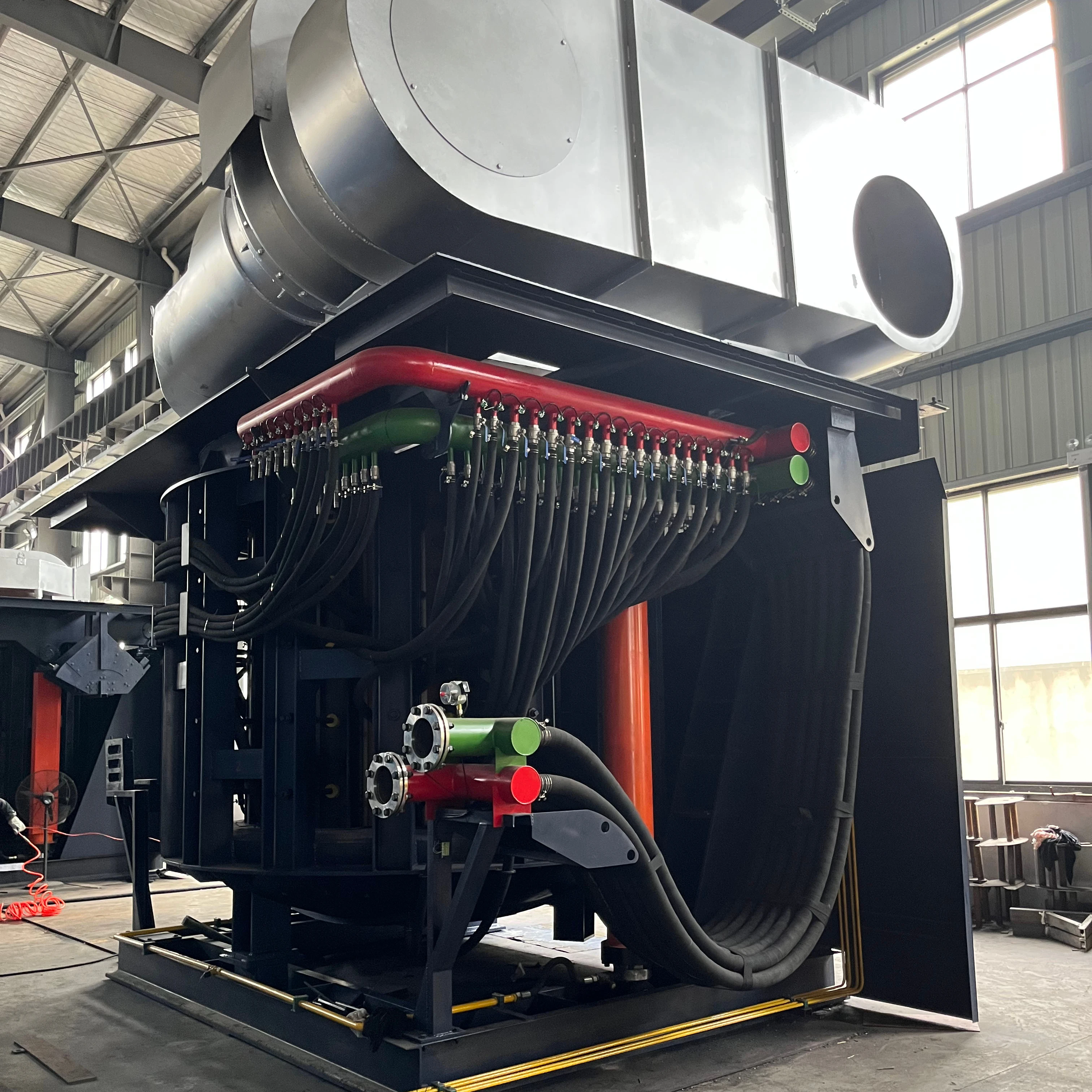20T KGPS medium frequency induction furnace melting iron copper aluminum steel hydraulic steel shell industrial furnace