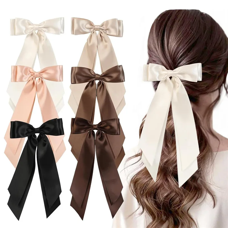 Bow tie Long ribbon bow headdress back hair clip female for Christmas