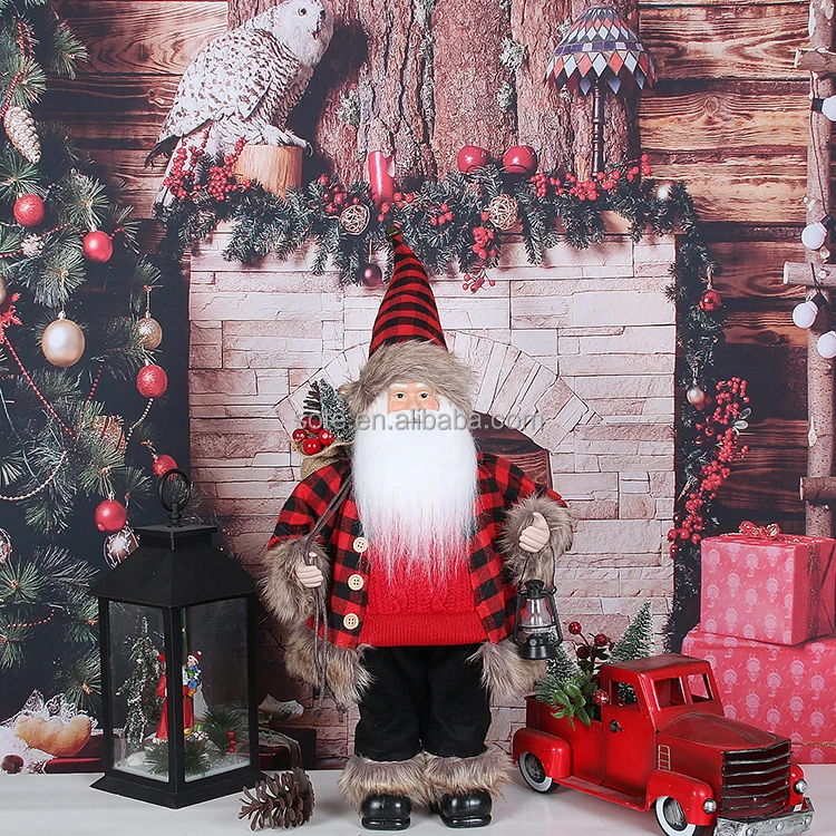 SOTE высокое качество Papa Noel Navidad 45 см Стоячие красные клетчатые рождественские украшения для вечеринки Санта-Клауса