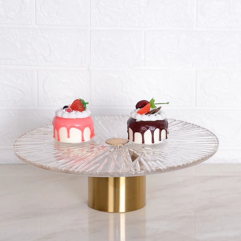 Modern Home Decorative High-End  Brass Hand Stand Glass Fruit Bowl