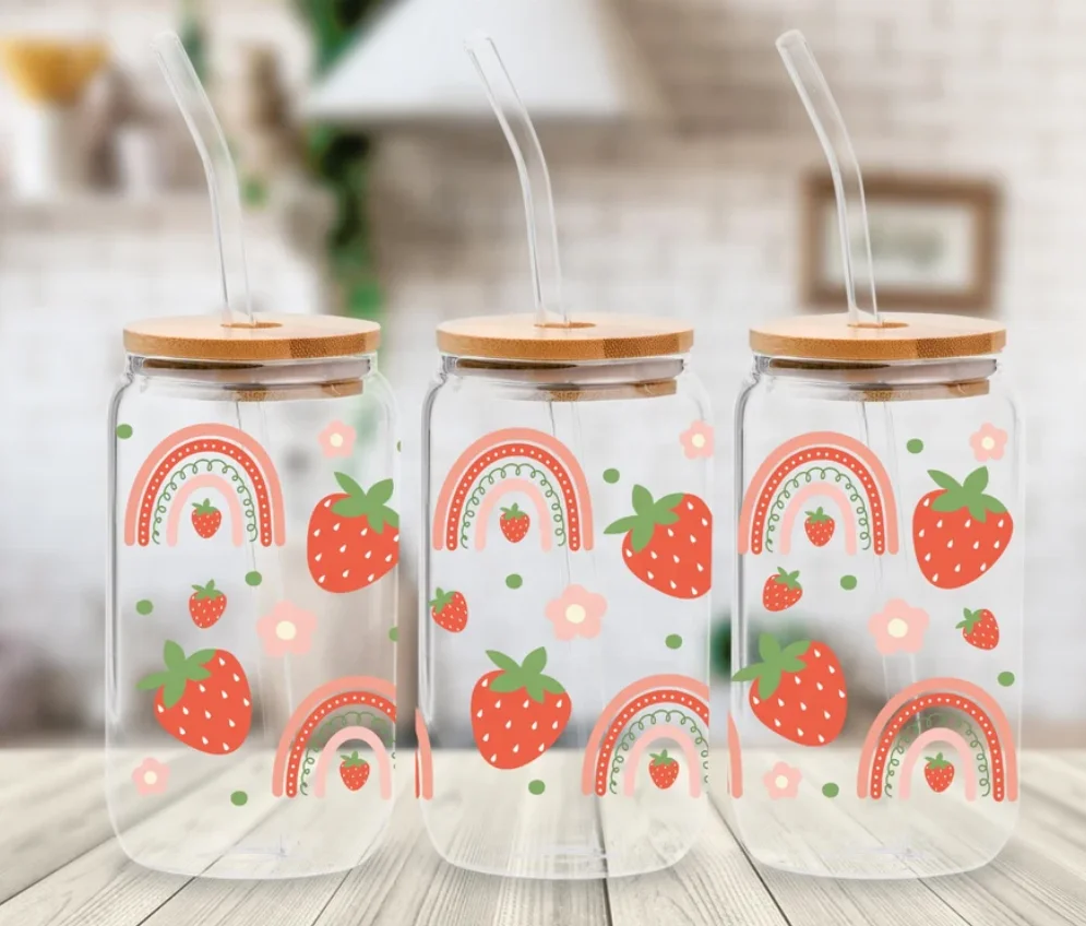 Custom Transfer Printing Summer Designs Libbey Glass UV DTF Wraps Stickers