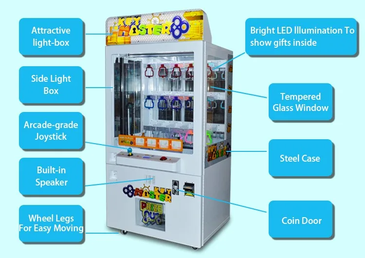 stacker game machine key master coin operated key master lipstick vending game special vending machine key master