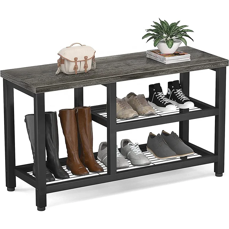 Home Storage customization shoe rack with benches for entryway/living room/bedroom for European and American markets
