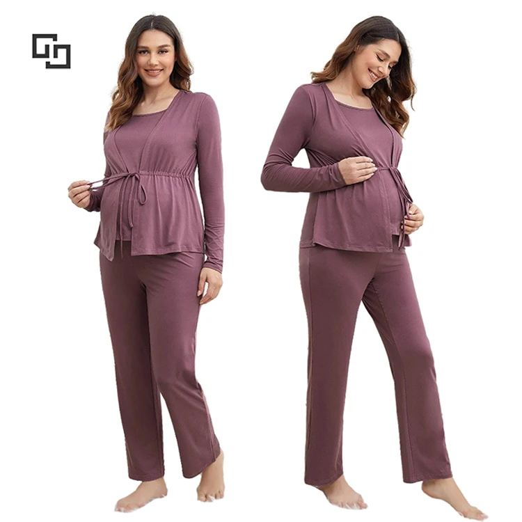 Maternity Drawstring Waist Nursing Lounge Wear Turkey Pajamas Set Plus Size Loungewear Women Sets