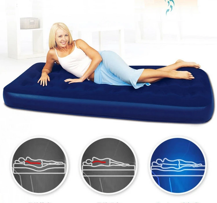 High quality single size flocking inflable air bed