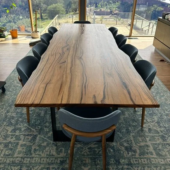 MOREDESIGN Modern Factory Price Kitchen Furniture Live Edge Slab Solid Walnut Wood Wooden Restaurant Dining Table