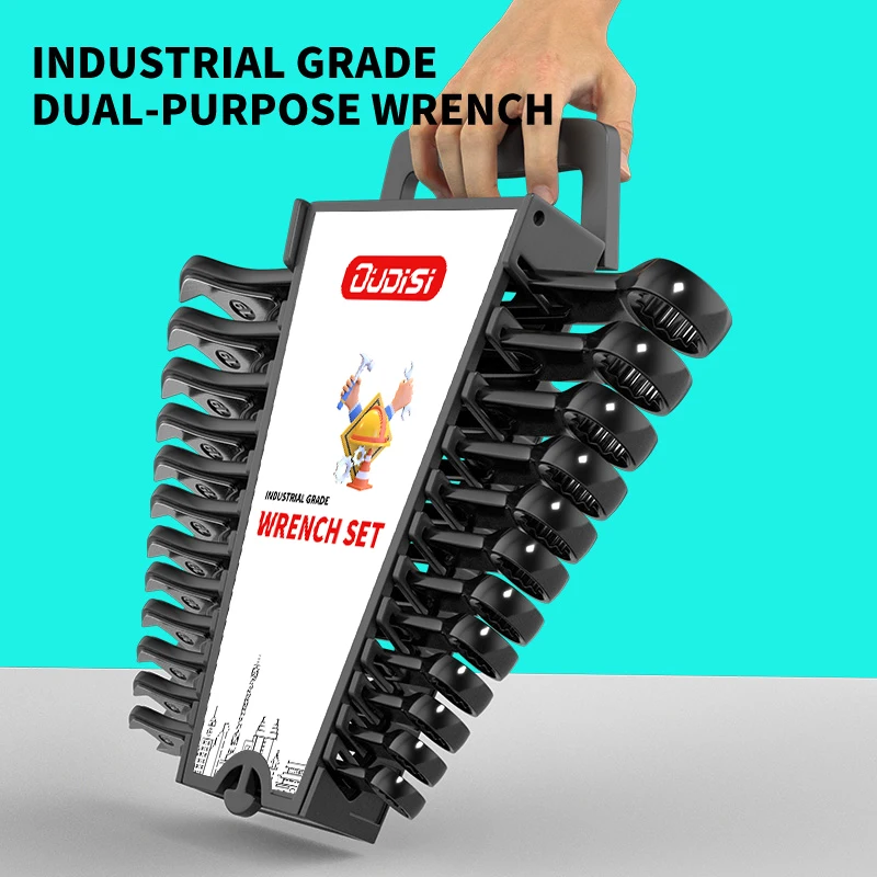 Open-ended combination wrench set gear ratchet wrench set dual-purpose wrench auto repair hardware tools