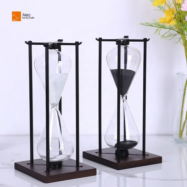 Новое поступление качественный черный крест металлический каркас песочные часы современный стиль офисные украшения 5/10/15/20/30/60/120 стеклянная древесина